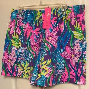 NWT Lilly Pulitzer Dalci Stretch Short Party All the Tide XL